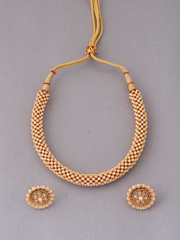 Golden Kansa Temple Jewellery Set