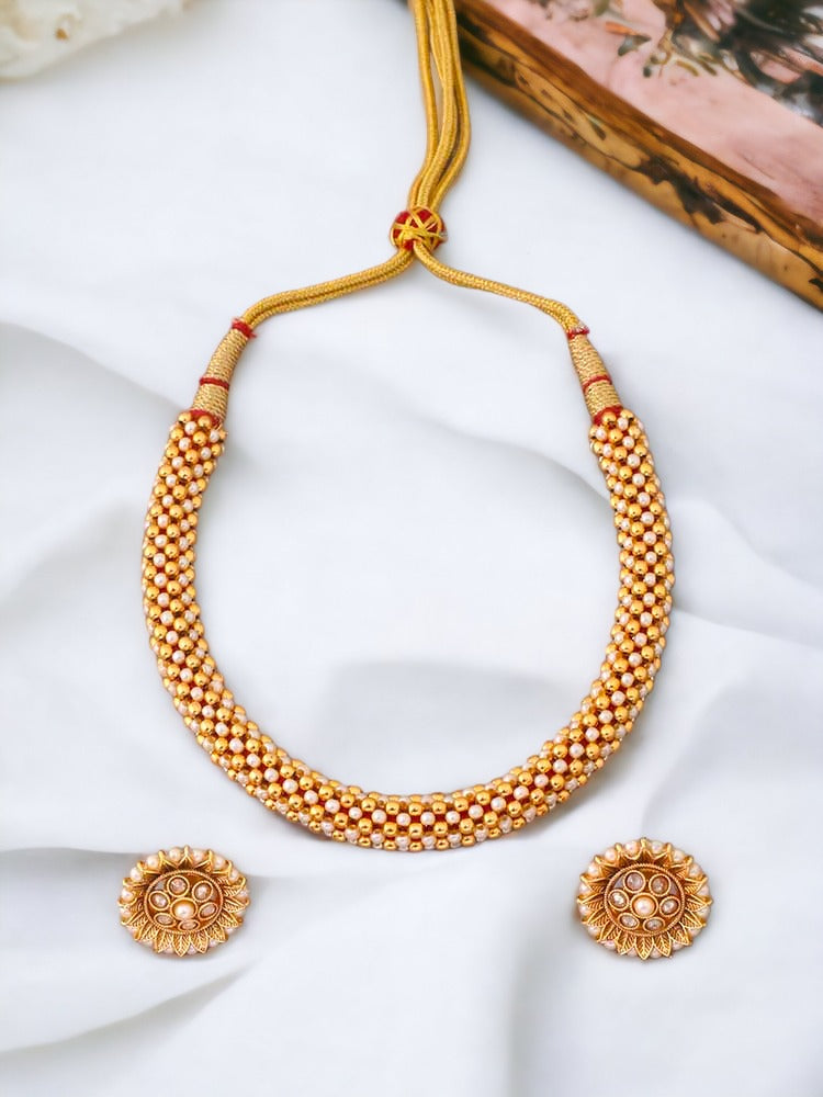 Golden Kansa Temple Jewellery Set