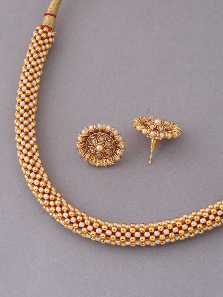 Golden Kansa Temple Jewellery Set