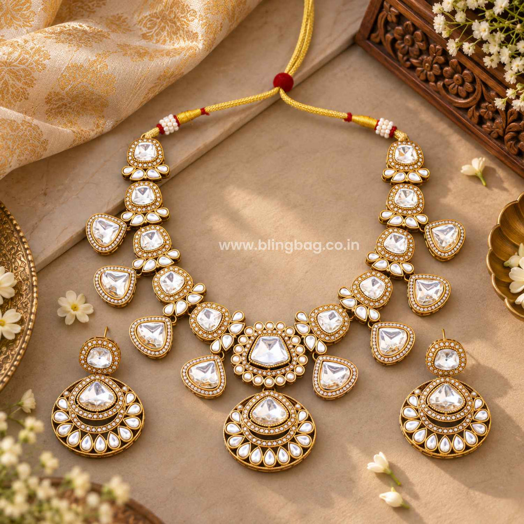 Ivory Kavira Kundan Jewellery Set - New Arrival