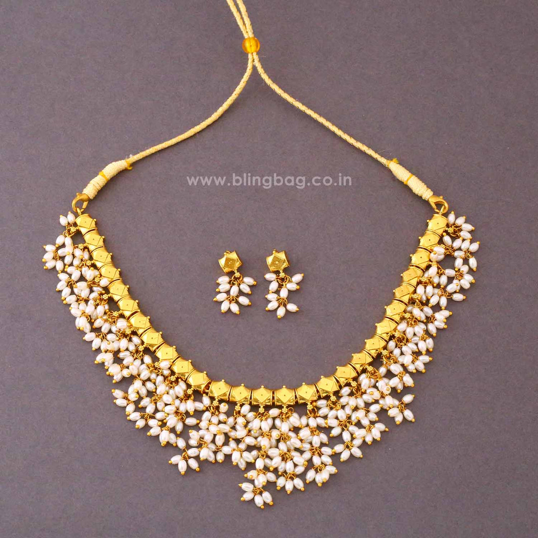 Ivory Lohini Antique Jewellery Set- New Arrival