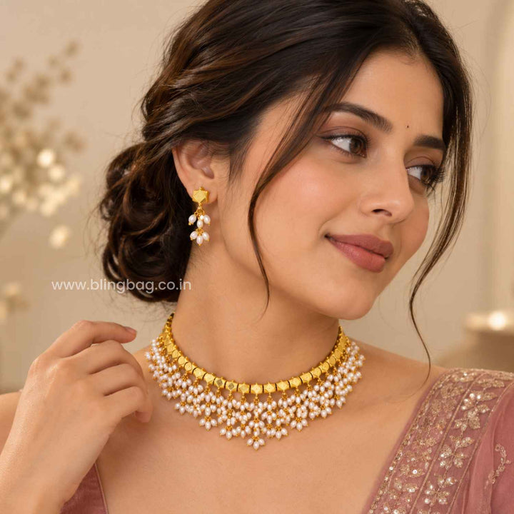 Ivory Lohini Antique Jewellery Set- New Arrival