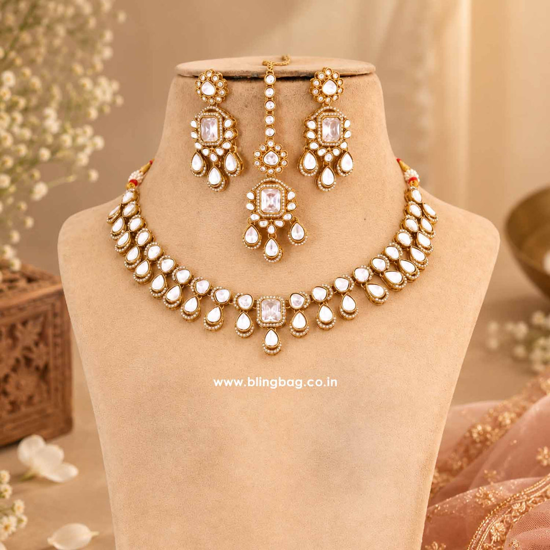 Ivory Maahira Kundan Jewellery Set - New Arrival