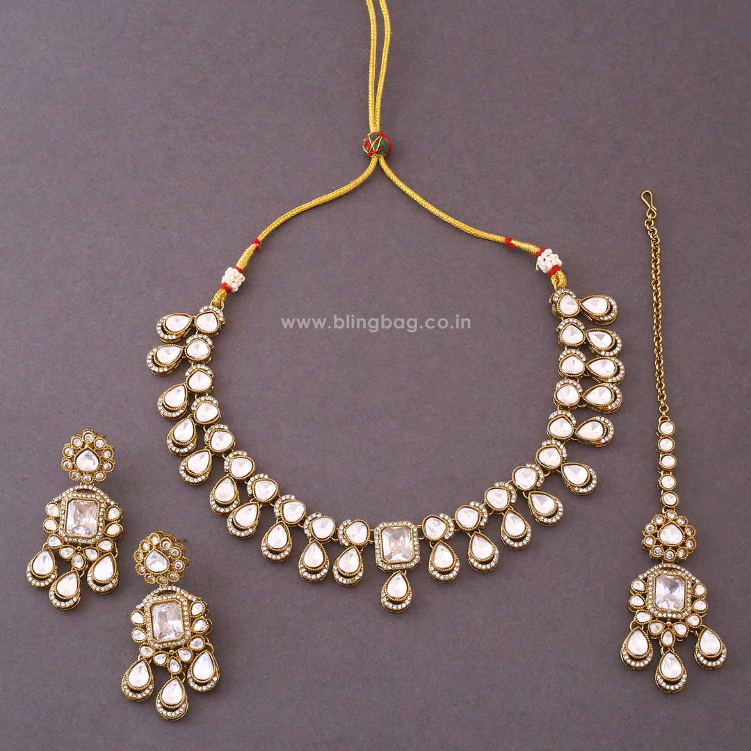 Ivory Maahira Kundan Jewellery Set - New Arrival