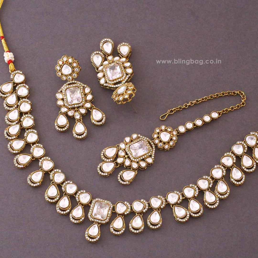 Ivory Maahira Kundan Jewellery Set - New Arrival