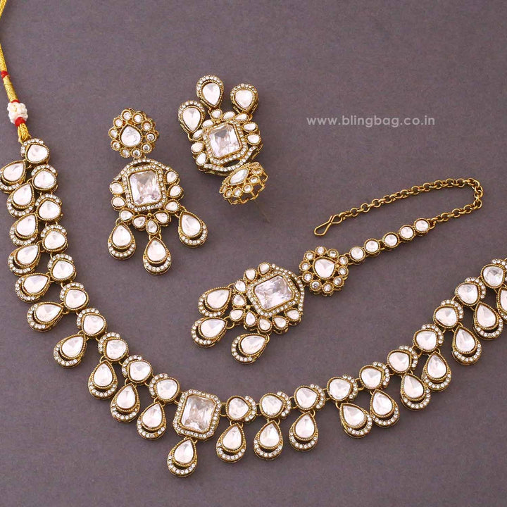 Ivory Maahira Kundan Jewellery Set - New Arrival