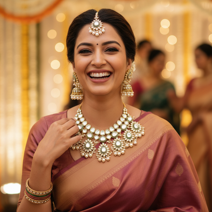 Ivory Maanvita Kundan Jewellery Set