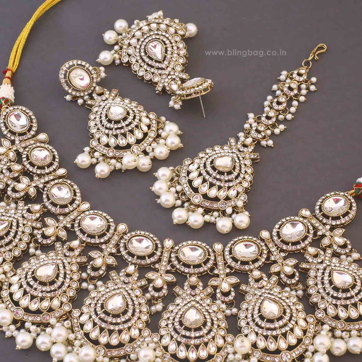 Ivory Madhavi Kundan Jewellery Set