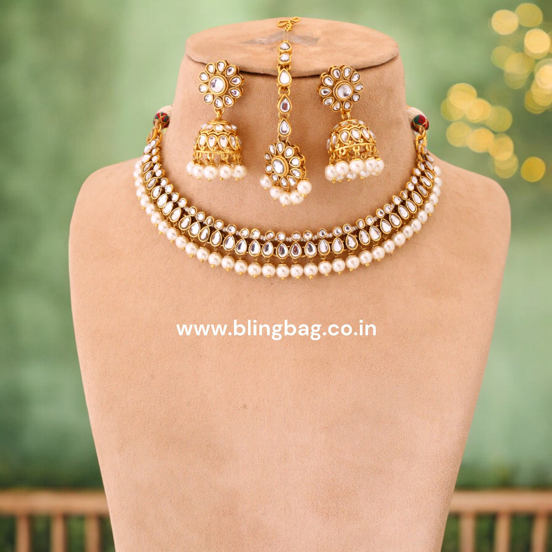 Ivory Mahiya Kundan Jewellery Set