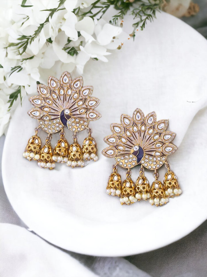 Ivory Mayur Ethnic Jhumkis