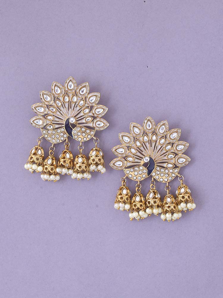Ivory Mayur Ethnic Jhumkis
