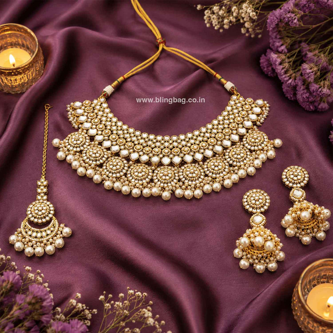 Ivory Naisha Kundan Jewellery Set