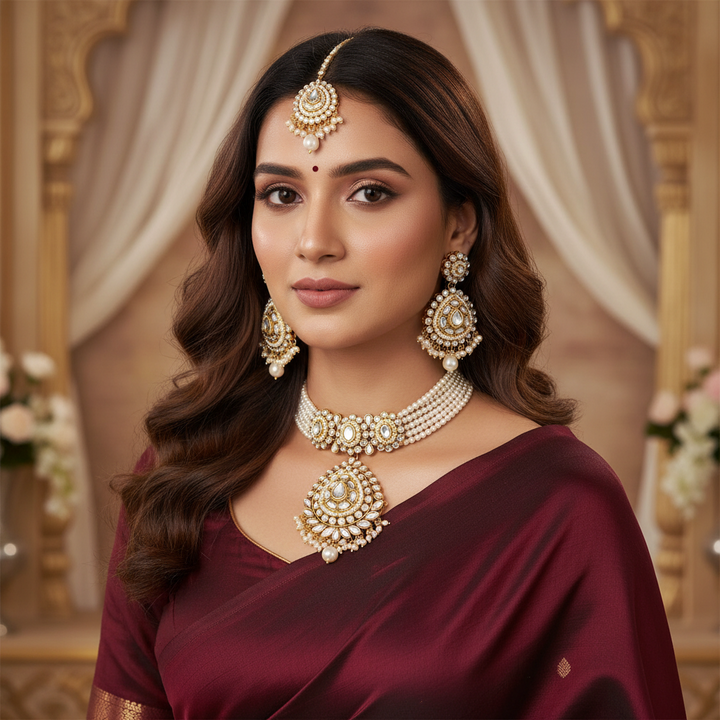 Ivory Nayra Kundan Jewellery Set