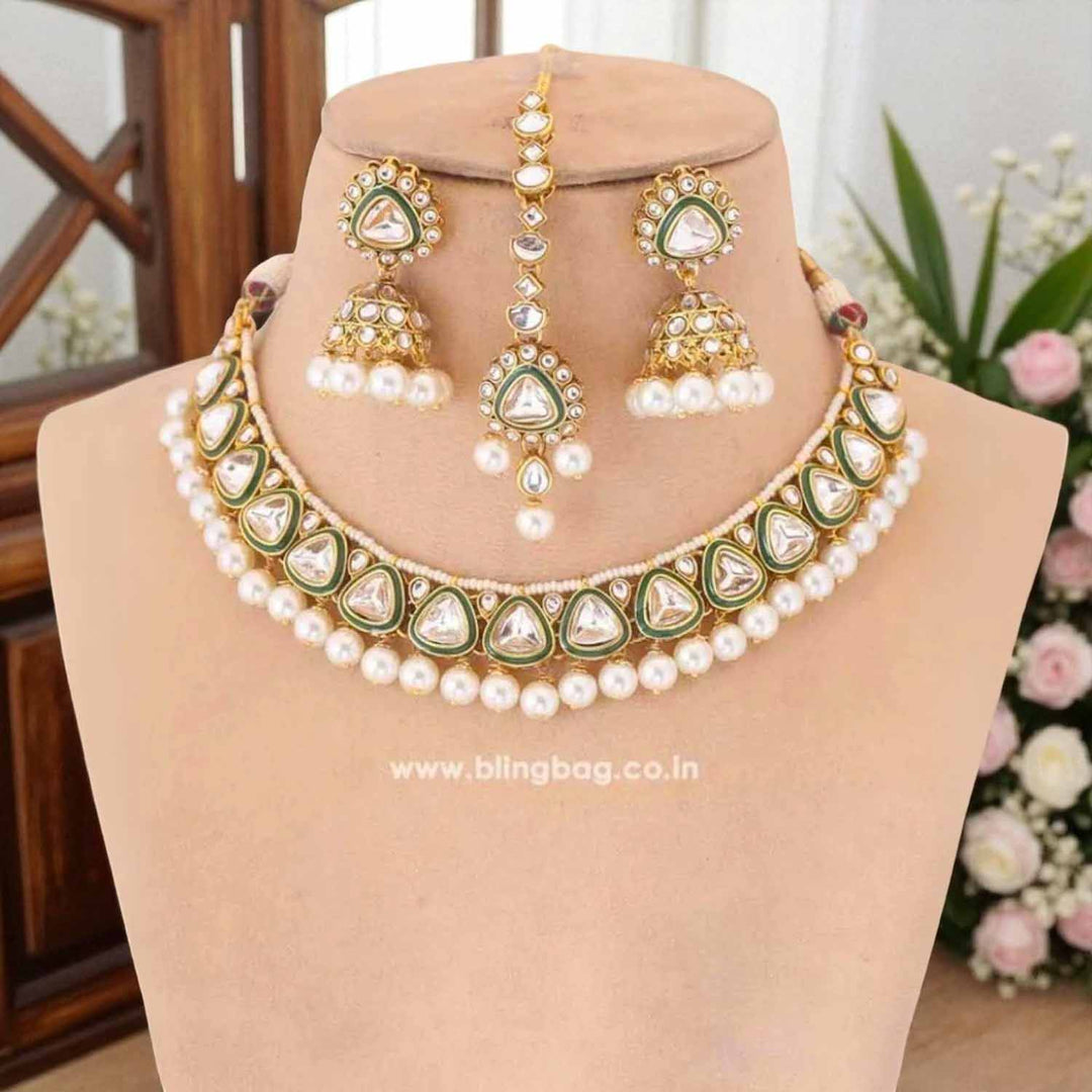 Ivory Neelam Kundan Jewellery Set