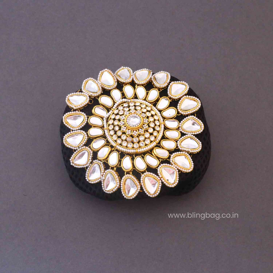 Ivory Nishai Kundan Hair Bun Cage