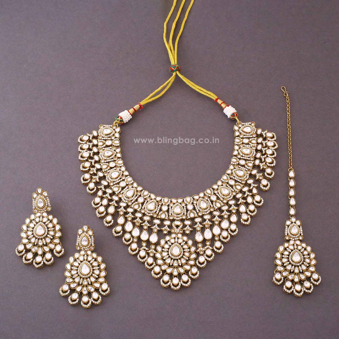Ivory Ovika Kundan Jewellery Set - New Arrival