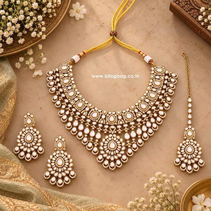 Ivory Ovika Kundan Jewellery Set - New Arrival