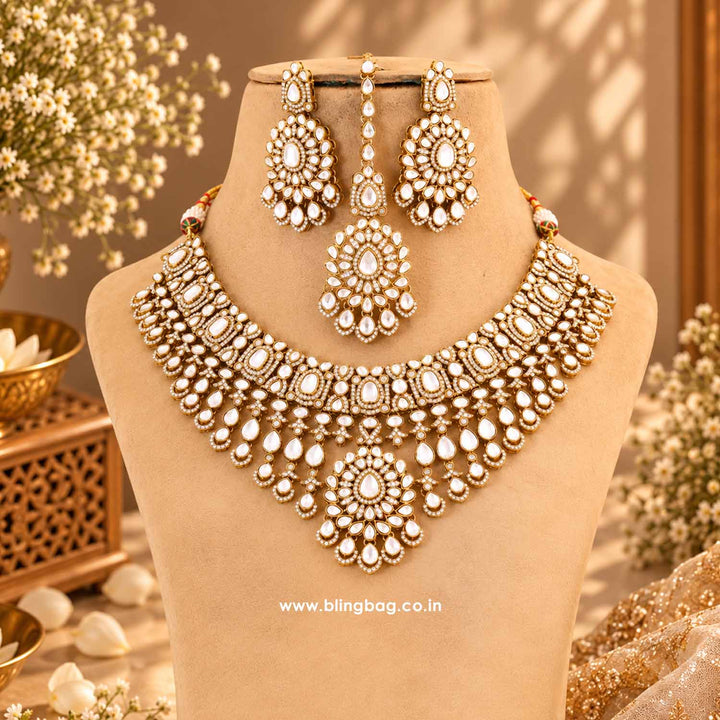 Ivory Ovika Kundan Jewellery Set - New Arrival