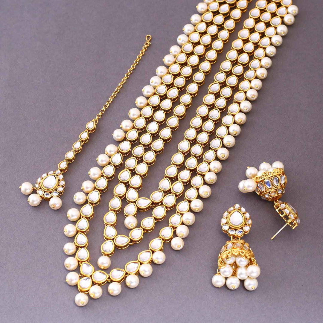 Ivory Pankhi Kundan Jewellery Set