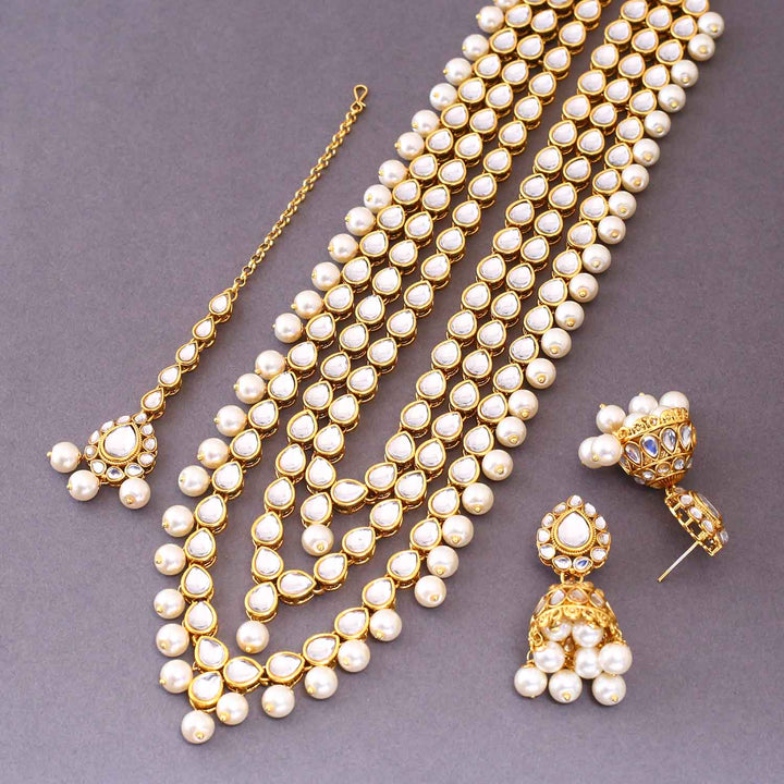 Ivory Pankhi Kundan Jewellery Set