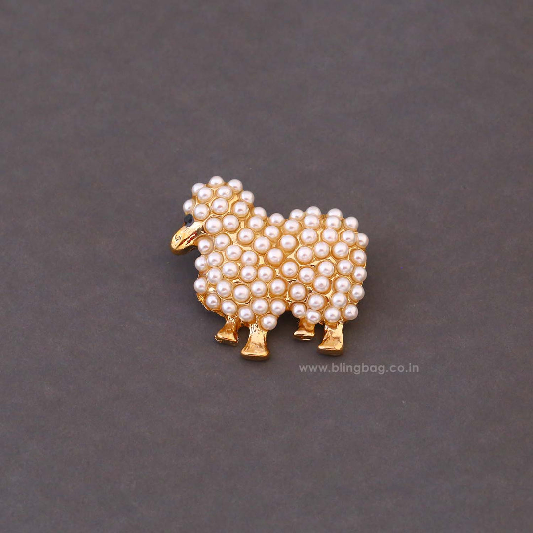 Ivory Pearl Sheep Brooch