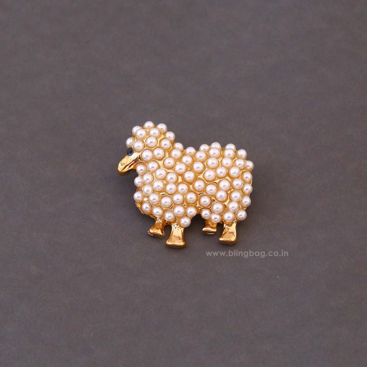 Ivory Pearl Sheep Brooch