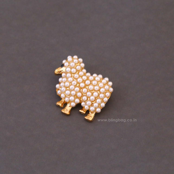 Ivory Pearl Sheep Brooch