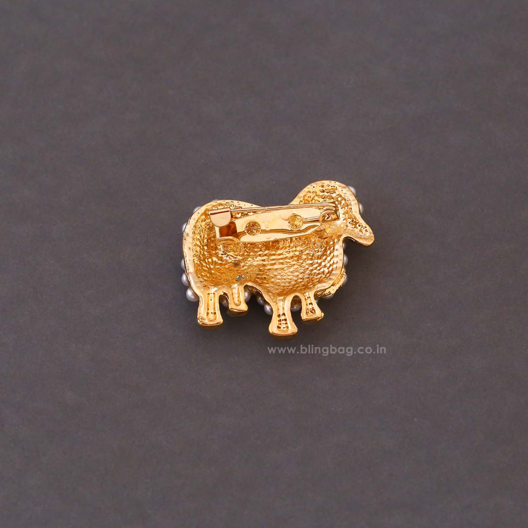 Ivory Pearl Sheep Brooch