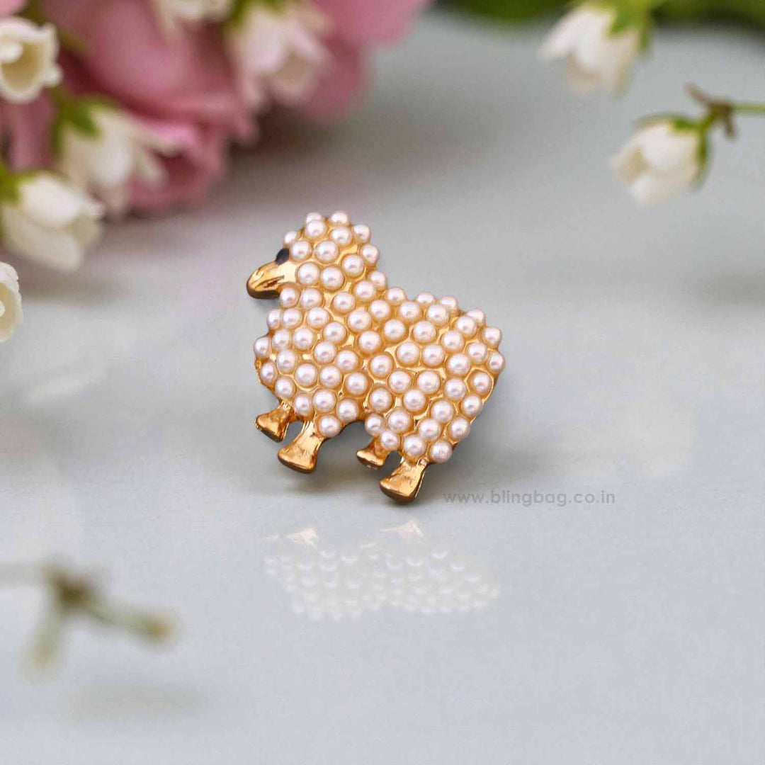 Ivory Pearl Sheep Brooch