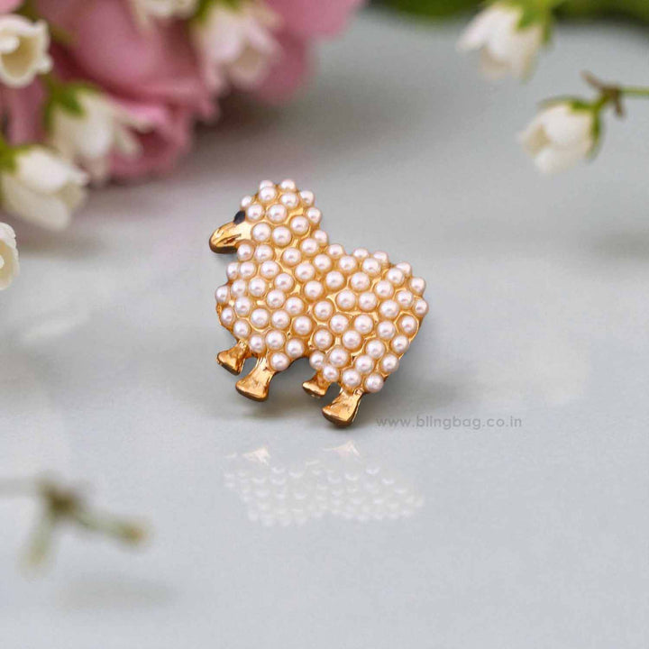 Ivory Pearl Sheep Brooch