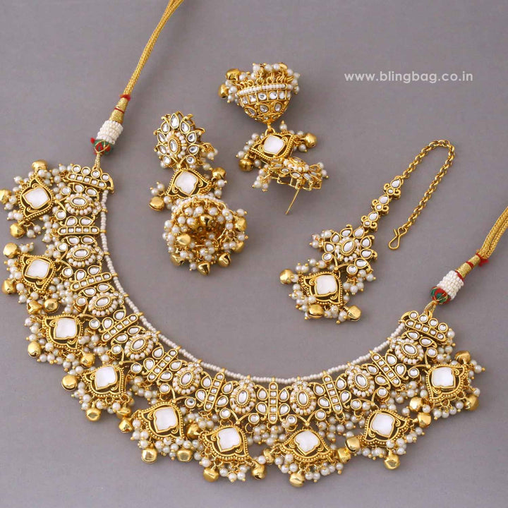 Ivory Pihuani Kundan Jewellery Set