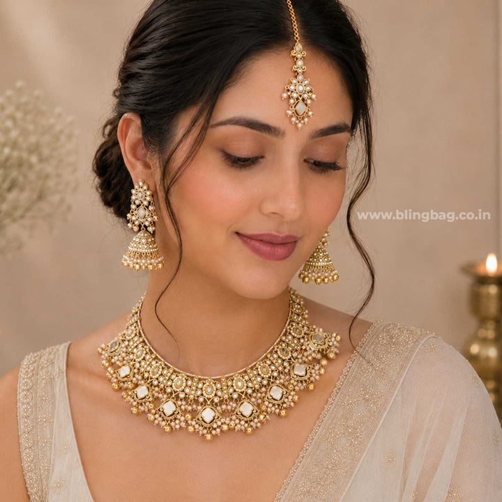 Ivory Pihuani Kundan Jewellery Set