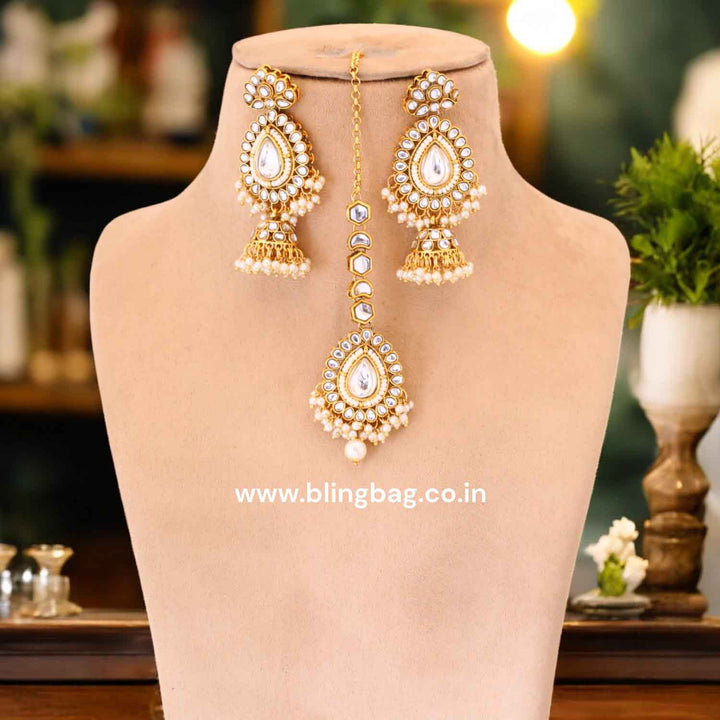 Ivory Pippali Maang Tikka Set