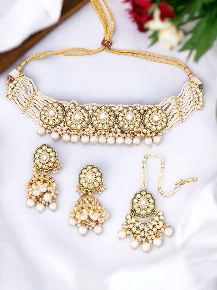 Ivory Pranami Kundan Jewellery Set