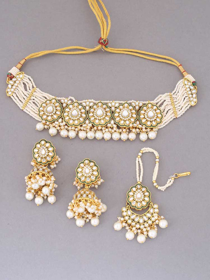 Ivory Pranami Kundan Jewellery Set