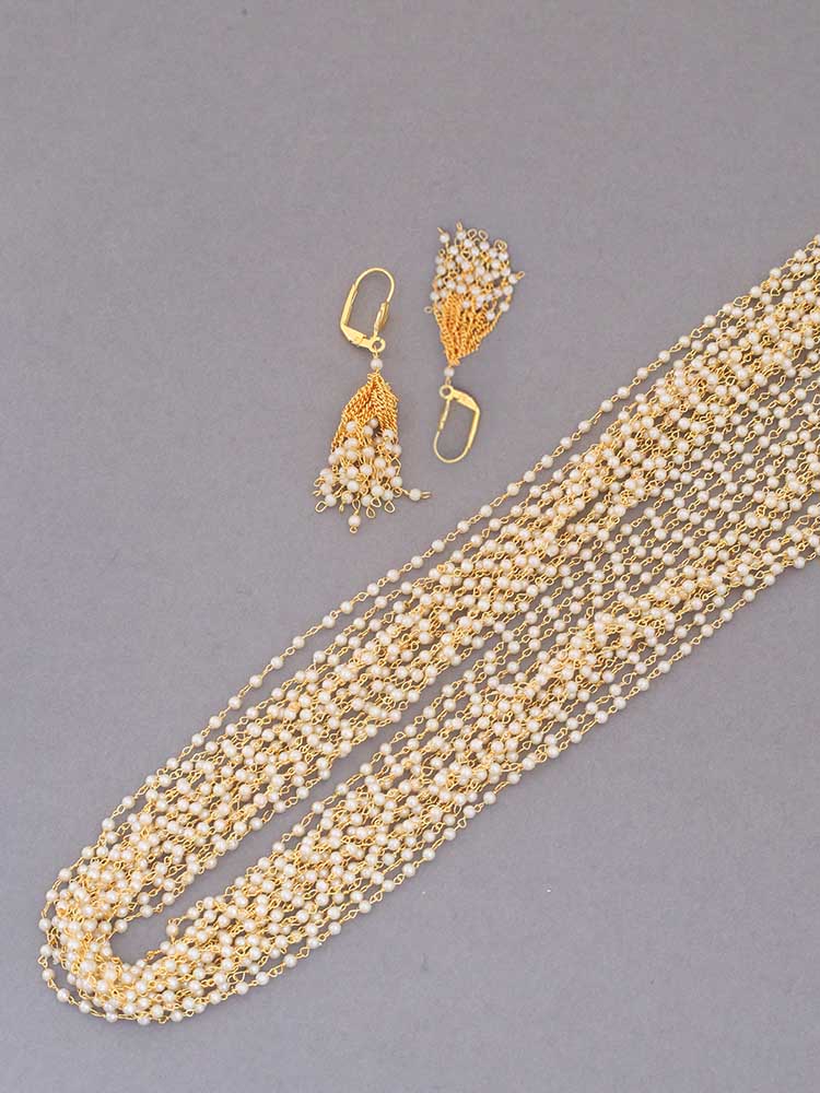 Ivory Radhya Pearl Jewellery Set- New Arrival