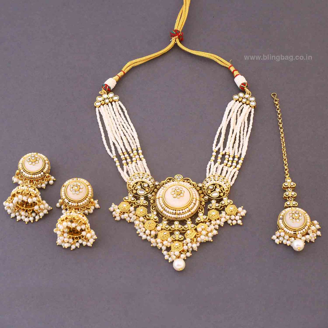 Ivory Rajiza Kundan Jewellery Set