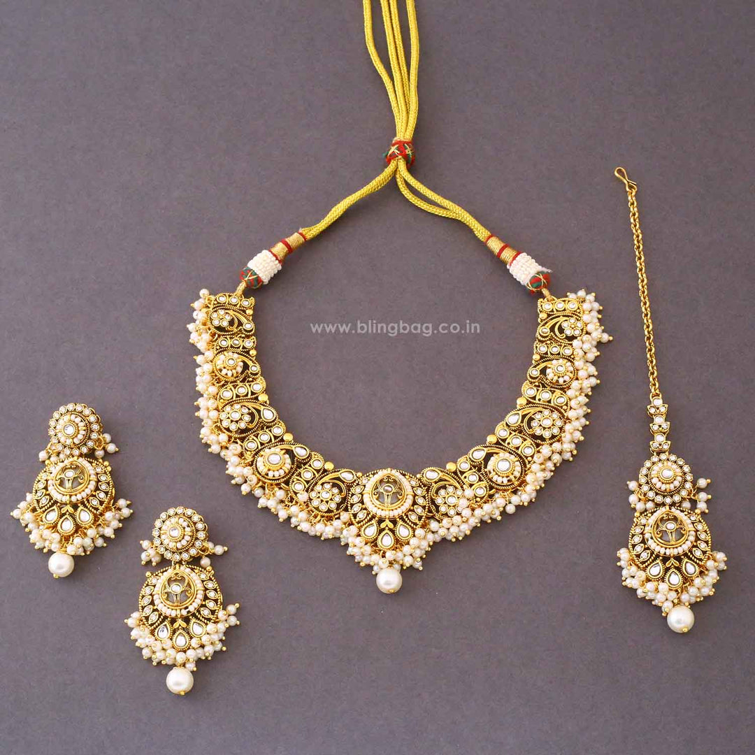 Ivory Rajvi Kundan Jewellery Set