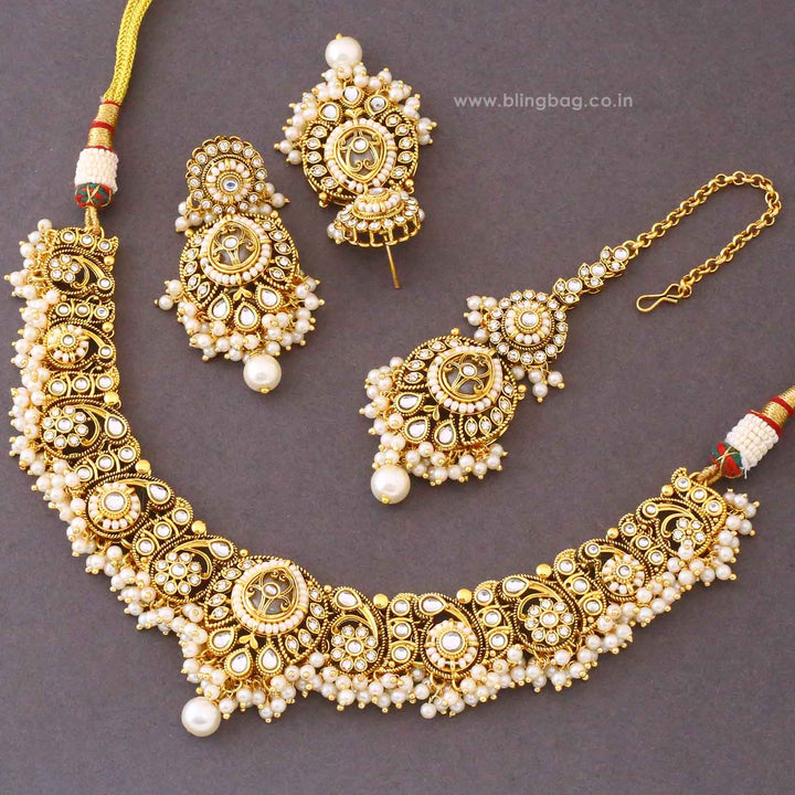 Ivory Rajvi Kundan Jewellery Set