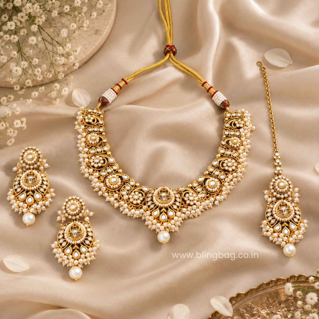 Ivory Rajvi Kundan Jewellery Set