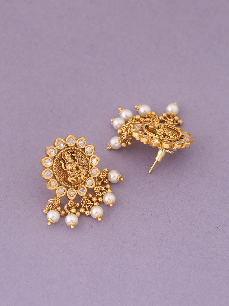 Golden Renuka Temple Earrings