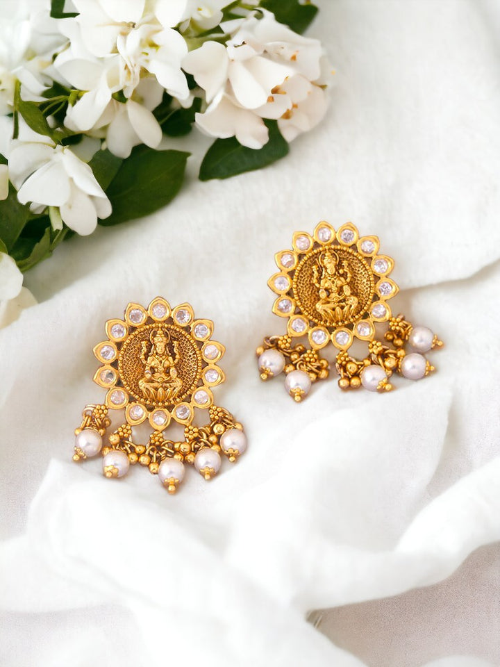 Golden Renuka Temple Earrings