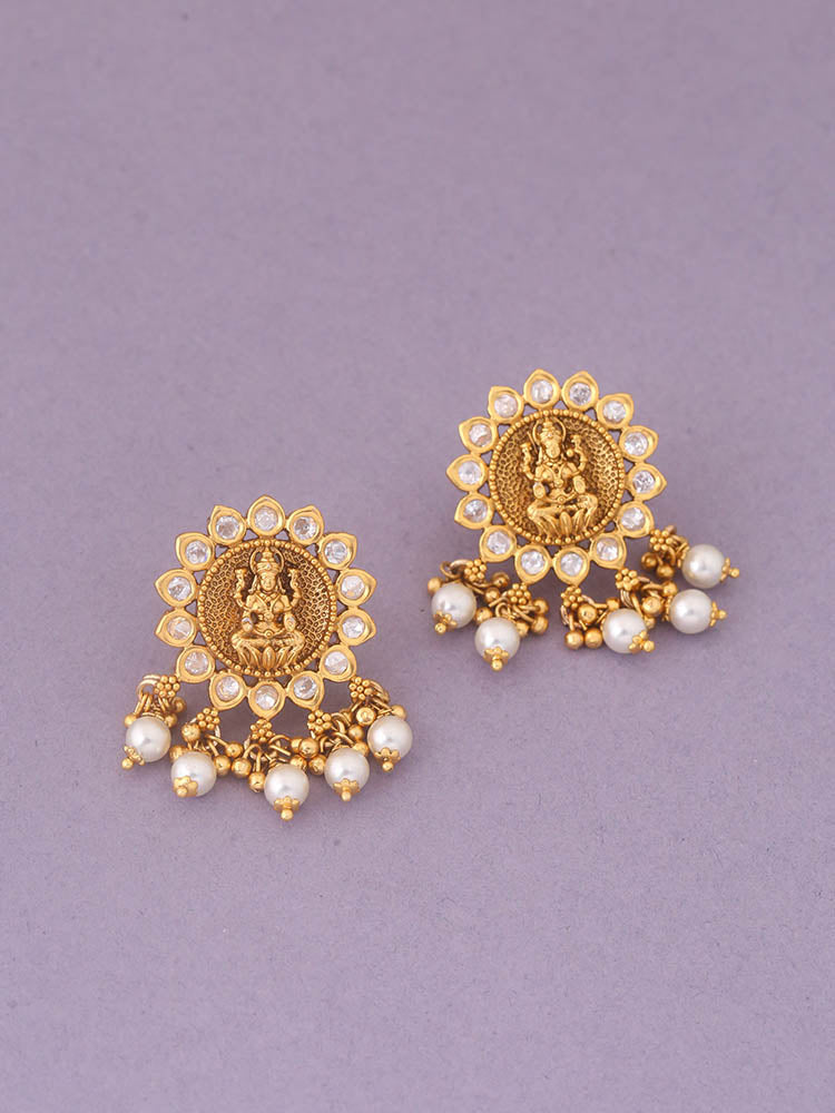 Golden Renuka Temple Earrings