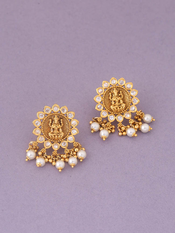 Golden Renuka Temple Earrings