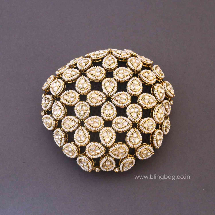 Ivory Riyai Kundan Hair Bun Cage