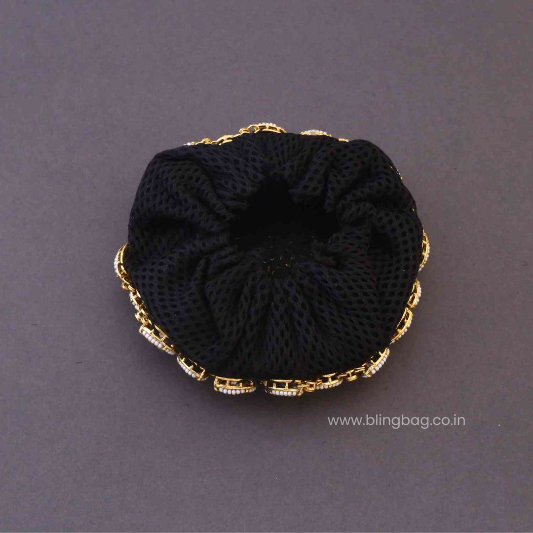 Ivory Riyai Kundan Hair Bun Cage