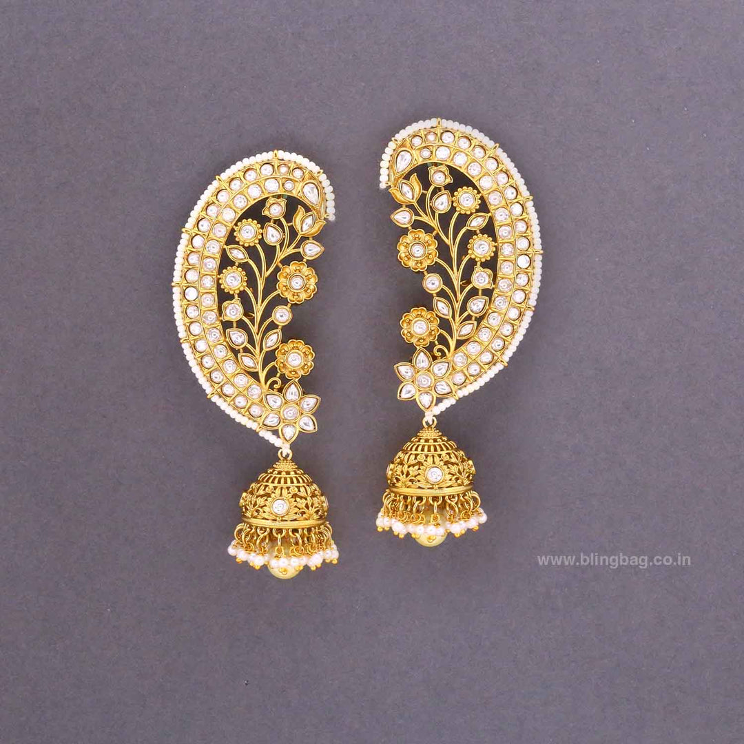 Ivory Roshnia Ear Cuff Jhumkis