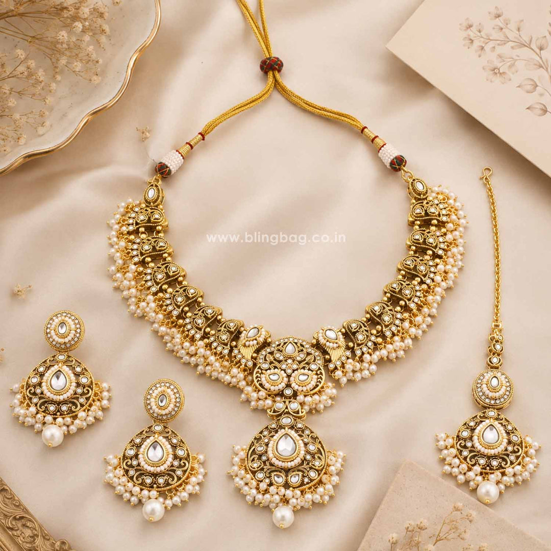 Ivory Roshniika Kundan Jewellery Set