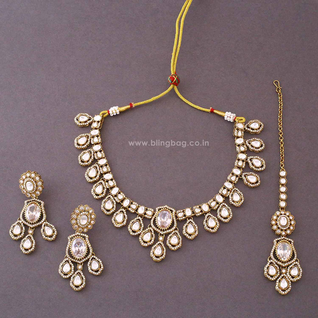 Ivory Saavira Kundan Jewellery Set - New Arrival