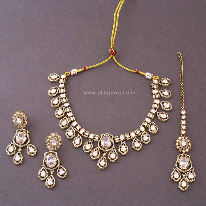 Ivory Saavira Kundan Jewellery Set - New Arrival